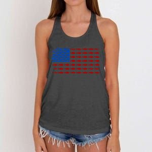 Fishing USA flag Women's Knotted Racerback Tank