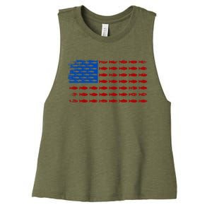 Fishing USA flag Women's Racerback Cropped Tank