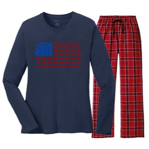 Fishing USA flag Women's Long Sleeve Flannel Pajama Set 