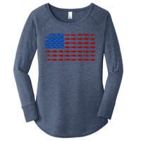 Fishing USA flag Women's Perfect Tri Tunic Long Sleeve Shirt