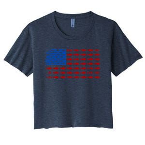 Fishing USA flag Women's Crop Top Tee