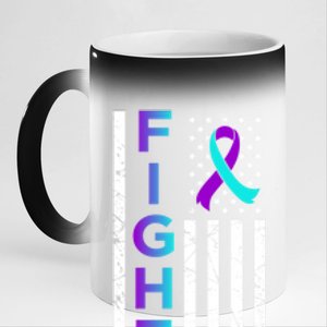 Fight Usa Flag Happy Suicide Awareness Support Graphic Cool Gift 11oz Black Color Changing Mug