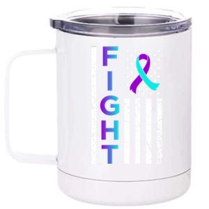 Fight Usa Flag Happy Suicide Awareness Support Graphic Cool Gift 12 oz Stainless Steel Tumbler Cup