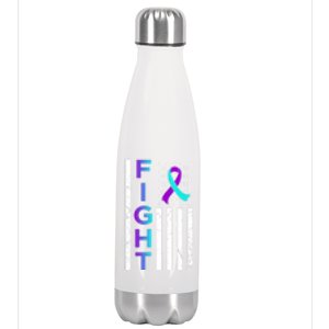 Fight Usa Flag Happy Suicide Awareness Support Graphic Cool Gift Stainless Steel Insulated Water Bottle