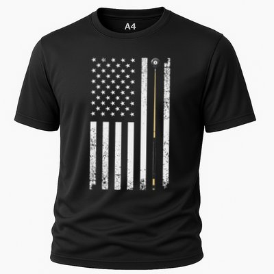 Funny Us Flag Billiards Design For Women Billiard Player Cooling Performance Crew T-Shirt