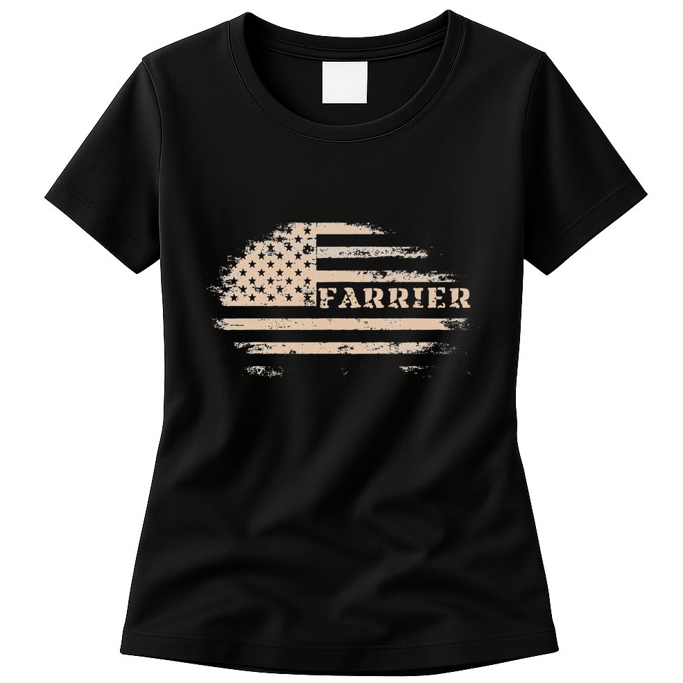 Farrier Usa Flag Patriotic American Farrier Womens T-Shirt