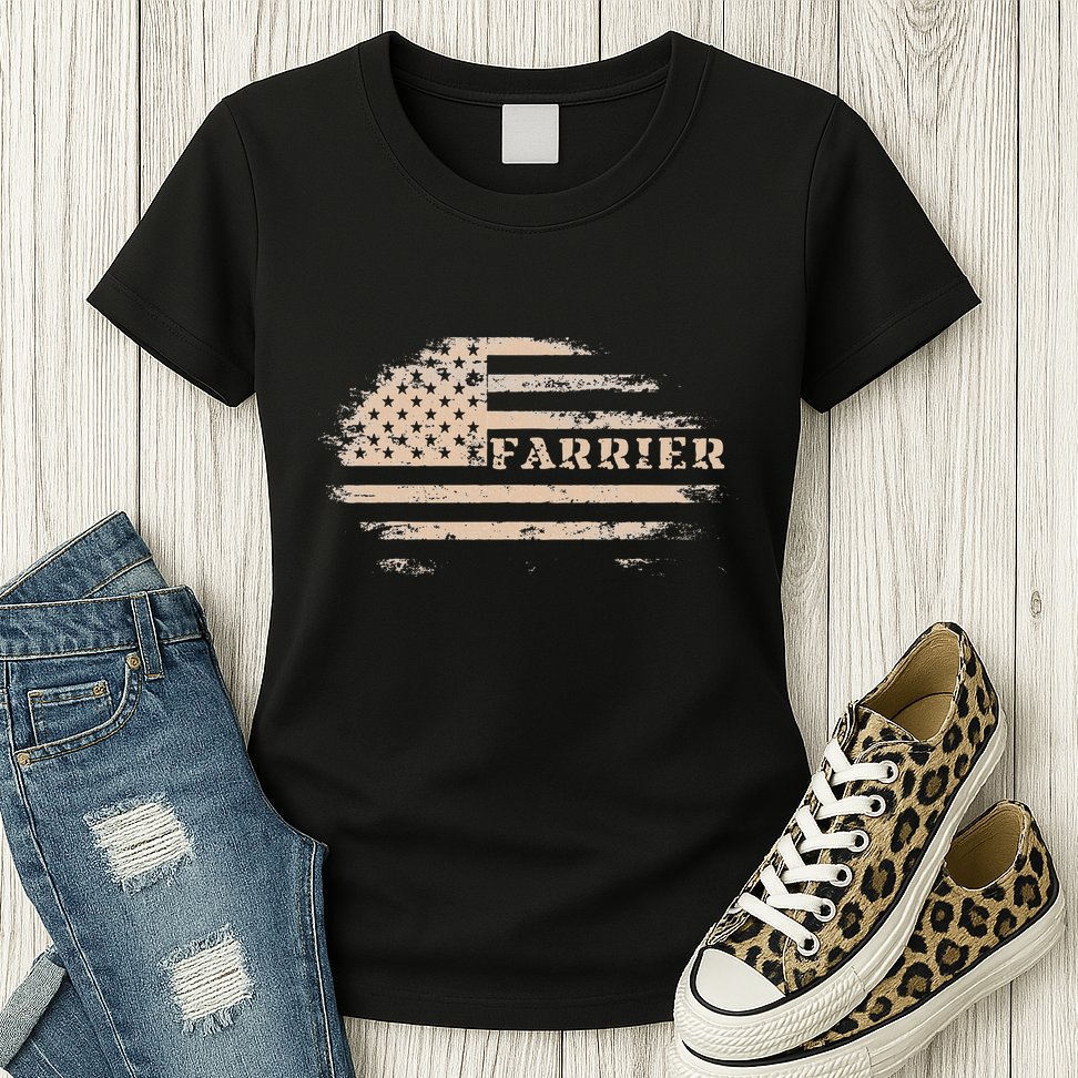 Farrier Usa Flag Patriotic American Farrier Womens T-Shirt