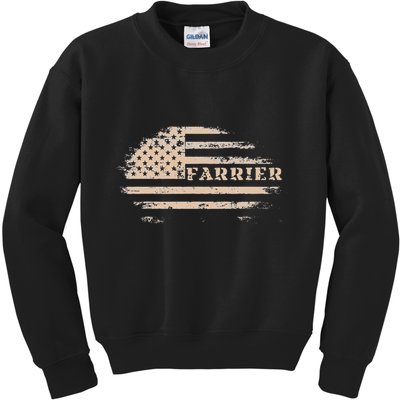 Farrier Usa Flag Patriotic American Farrier Kids Sweatshirt