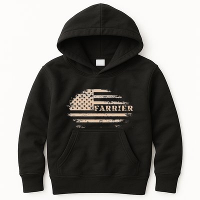 Farrier Usa Flag Patriotic American Farrier Kids Hoodie