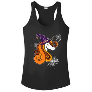 Funny Unicorn Face Witch Hat Cute Halloween Costume Meaningful Gift Ladies PosiCharge Competitor Racerback Tank