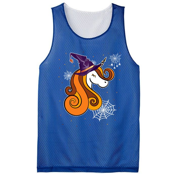 Funny Unicorn Face Witch Hat Cute Halloween Costume Meaningful Gift Mesh Reversible Basketball Jersey Tank