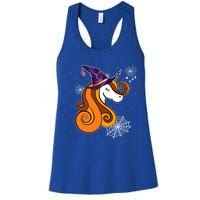 Funny Unicorn Face Witch Hat Cute Halloween Costume Meaningful Gift Women's Racerback Tank