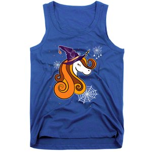 Funny Unicorn Face Witch Hat Cute Halloween Costume Meaningful Gift Tank Top