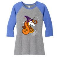 Funny Unicorn Face Witch Hat Cute Halloween Costume Meaningful Gift Women's Tri-Blend 3/4-Sleeve Raglan Shirt