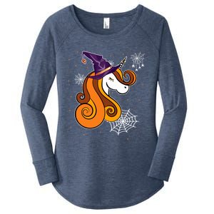 Funny Unicorn Face Witch Hat Cute Halloween Costume Meaningful Gift Women's Perfect Tri Tunic Long Sleeve Shirt