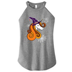 Funny Unicorn Face Witch Hat Cute Halloween Costume Meaningful Gift Women's Perfect Tri Rocker Tank