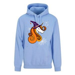 Funny Unicorn Face Witch Hat Cute Halloween Costume Meaningful Gift Unisex Surf Hoodie