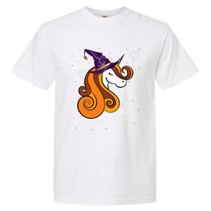 Funny Unicorn Face Witch Hat Cute Halloween Costume Meaningful Gift Garment-Dyed Heavyweight T-Shirt