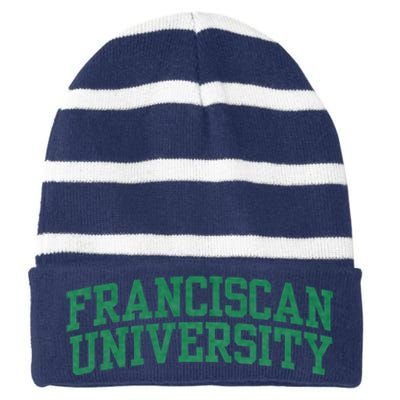 Franciscan University Striped Beanie with Solid Band