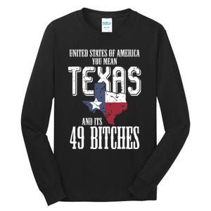 Funny Usa Flag United States Of America Texas Tall Long Sleeve T-Shirt