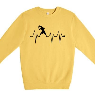 Funny Ultimate Frisbee Player Heartbeat Heart Pulse Rate Ekg Funny Gift Premium Crewneck Sweatshirt