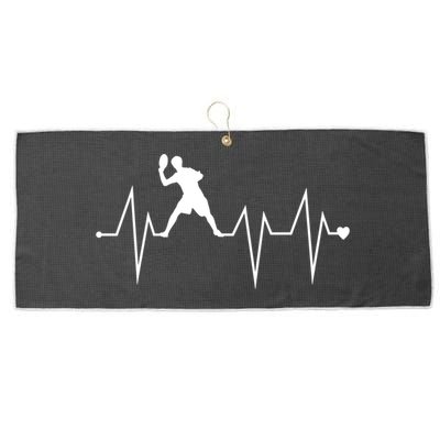 Funny Ultimate Frisbee Player Heartbeat Heart Pulse Rate Ekg Funny Gift Large Microfiber Waffle Golf Towel