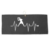 Funny Ultimate Frisbee Player Heartbeat Heart Pulse Rate Ekg Funny Gift Large Microfiber Waffle Golf Towel