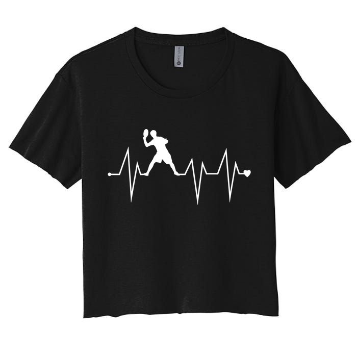 Funny Ultimate Frisbee Player Heartbeat Heart Pulse Rate Ekg Funny Gift Women's Crop Top Tee