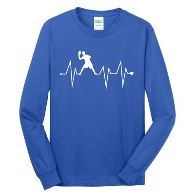 Funny Ultimate Frisbee Player Heartbeat Heart Pulse Rate Ekg Funny Gift Tall Long Sleeve T-Shirt