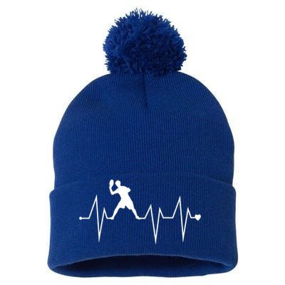 Funny Ultimate Frisbee Player Heartbeat Heart Pulse Rate Ekg Funny Gift Pom Pom 12in Knit Beanie