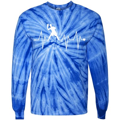 Funny Ultimate Frisbee Player Heartbeat Heart Pulse Rate Ekg Funny Gift Tie-Dye Long Sleeve Shirt