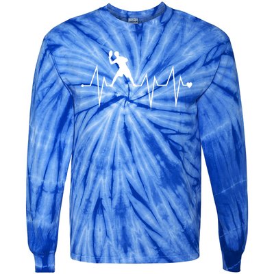 Funny Ultimate Frisbee Player Heartbeat Heart Pulse Rate Ekg Funny Gift Tie-Dye Long Sleeve Shirt