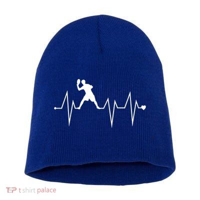Funny Ultimate Frisbee Player Heartbeat Heart Pulse Rate Ekg Funny Gift Short Acrylic Beanie