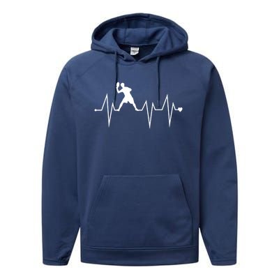 Funny Ultimate Frisbee Player Heartbeat Heart Pulse Rate Ekg Funny Gift Performance Fleece Hoodie