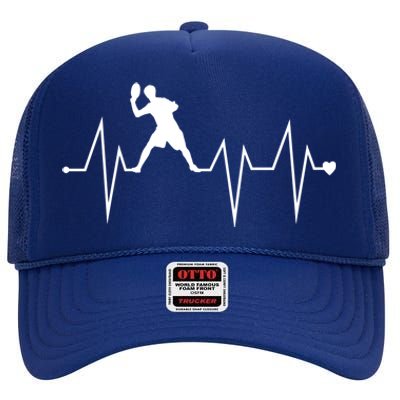 Funny Ultimate Frisbee Player Heartbeat Heart Pulse Rate Ekg Funny Gift High Crown Mesh Back Trucker Hat