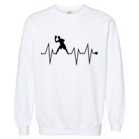 Funny Ultimate Frisbee Player Heartbeat Heart Pulse Rate Ekg Funny Gift Garment-Dyed Sweatshirt