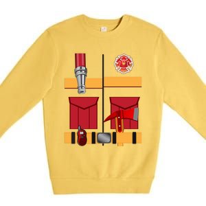 Fire Uniform Firefighter Costume Halloween Diy Gift Premium Crewneck Sweatshirt