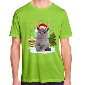 Funny Ugly Funny Cat Reindeer North Pole Christmas Adult ChromaSoft Performance T-Shirt