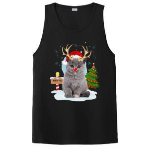 Funny Ugly Funny Cat Reindeer North Pole Christmas PosiCharge Competitor Tank