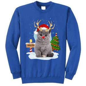 Funny Ugly Funny Cat Reindeer North Pole Christmas Sweatshirt