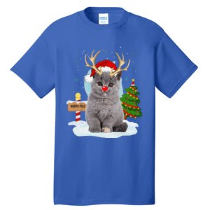 Funny Ugly Funny Cat Reindeer North Pole Christmas Tall T-Shirt