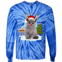 Funny Ugly Funny Cat Reindeer North Pole Christmas Tie-Dye Long Sleeve Shirt