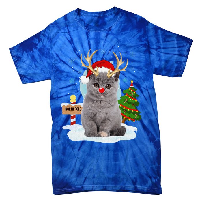 Funny Ugly Funny Cat Reindeer North Pole Christmas Tie-Dye T-Shirt