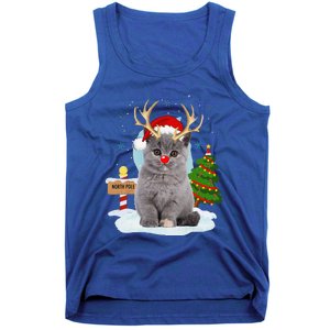 Funny Ugly Funny Cat Reindeer North Pole Christmas Tank Top