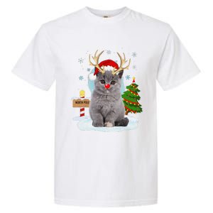 Funny Ugly Funny Cat Reindeer North Pole Christmas Garment-Dyed Heavyweight T-Shirt