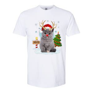 Funny Ugly Funny Cat Reindeer North Pole Christmas Softstyle CVC T-Shirt