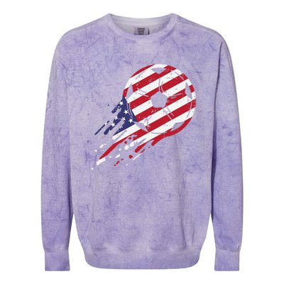 funny USA Flag Soccer American Ball Football Fan Colorblast Crewneck Sweatshirt