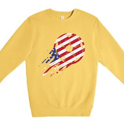 funny USA Flag Soccer American Ball Football Fan Premium Crewneck Sweatshirt