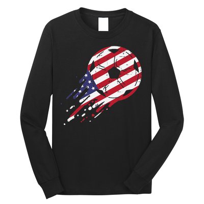 funny USA Flag Soccer American Ball Football Fan Long Sleeve Shirt