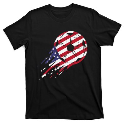 funny USA Flag Soccer American Ball Football Fan T-Shirt